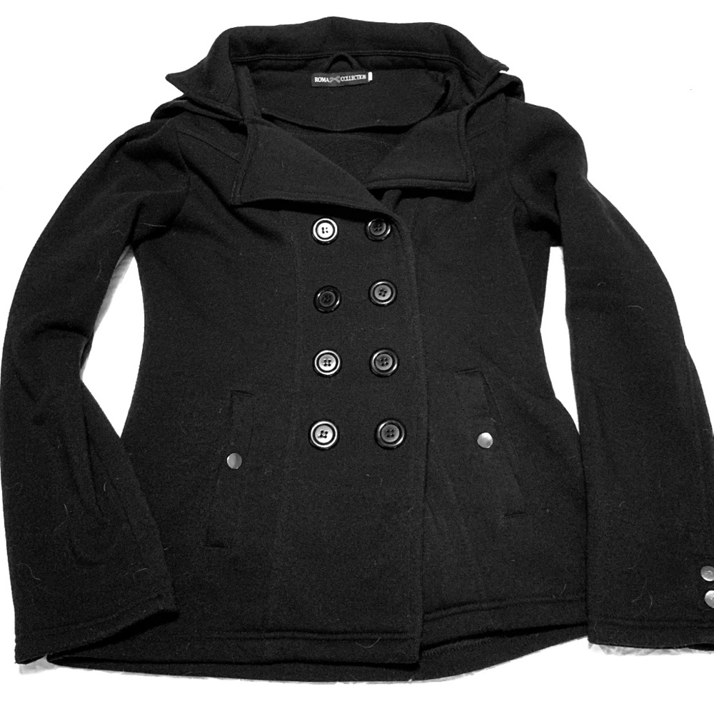 Black Peacoat with Hood